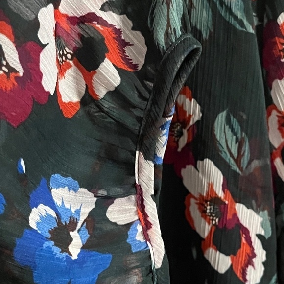 Calvin Klein Dress S Green Floral Mini Sheer Flowy Tropical Boho Western Preppy - Picture 7 of 12